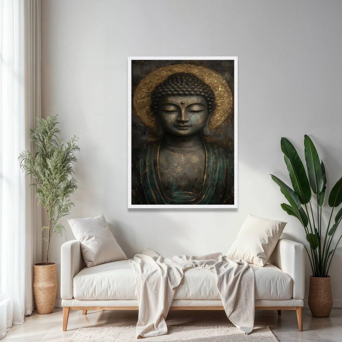 Serene Buddha Canvas Wall Art, Meditative Buddha Head, Spiritual Zen Decor, Peaceful Home Decoration, Tranquil Gift Art, Home Decor, Print