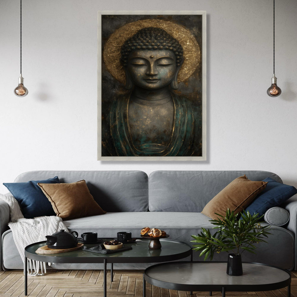 Serene Buddha Canvas Wall Art, Meditative Buddha Head, Spiritual Zen Decor, Peaceful Home Decoration, Tranquil Gift Art, Home Decor, Print