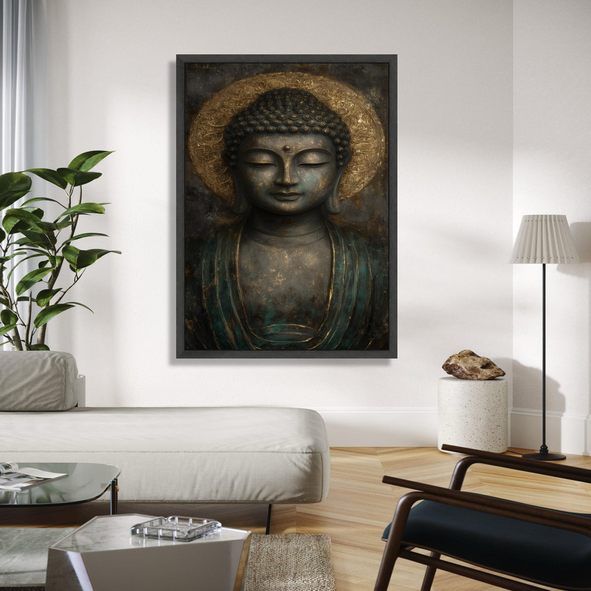 Serene Buddha Canvas Wall Art, Meditative Buddha Head, Spiritual Zen Decor, Peaceful Home Decoration, Tranquil Gift Art, Home Decor, Print