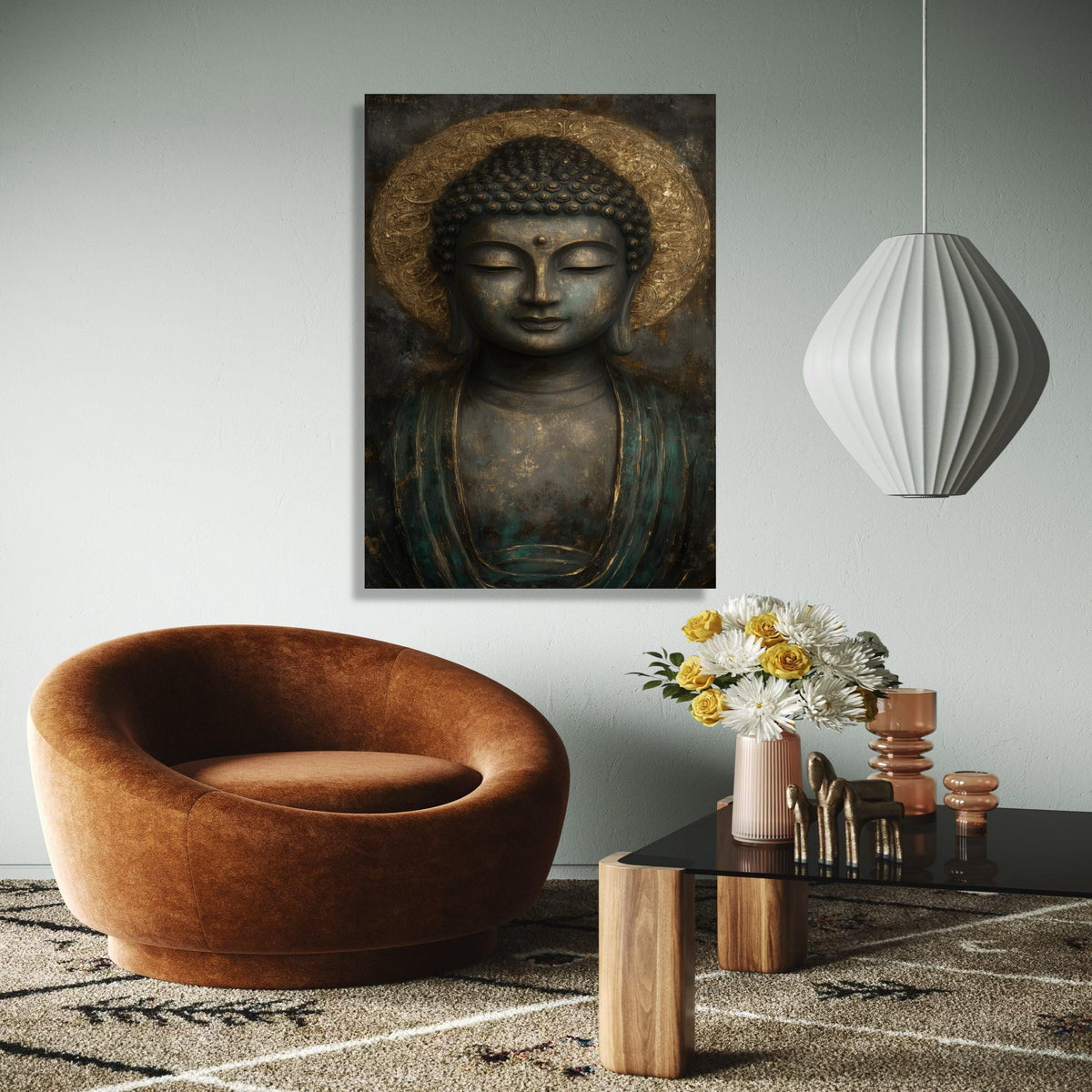 Serene Buddha Canvas Wall Art, Meditative Buddha Head, Spiritual Zen Decor, Peaceful Home Decoration, Tranquil Gift Art, Home Decor, Print