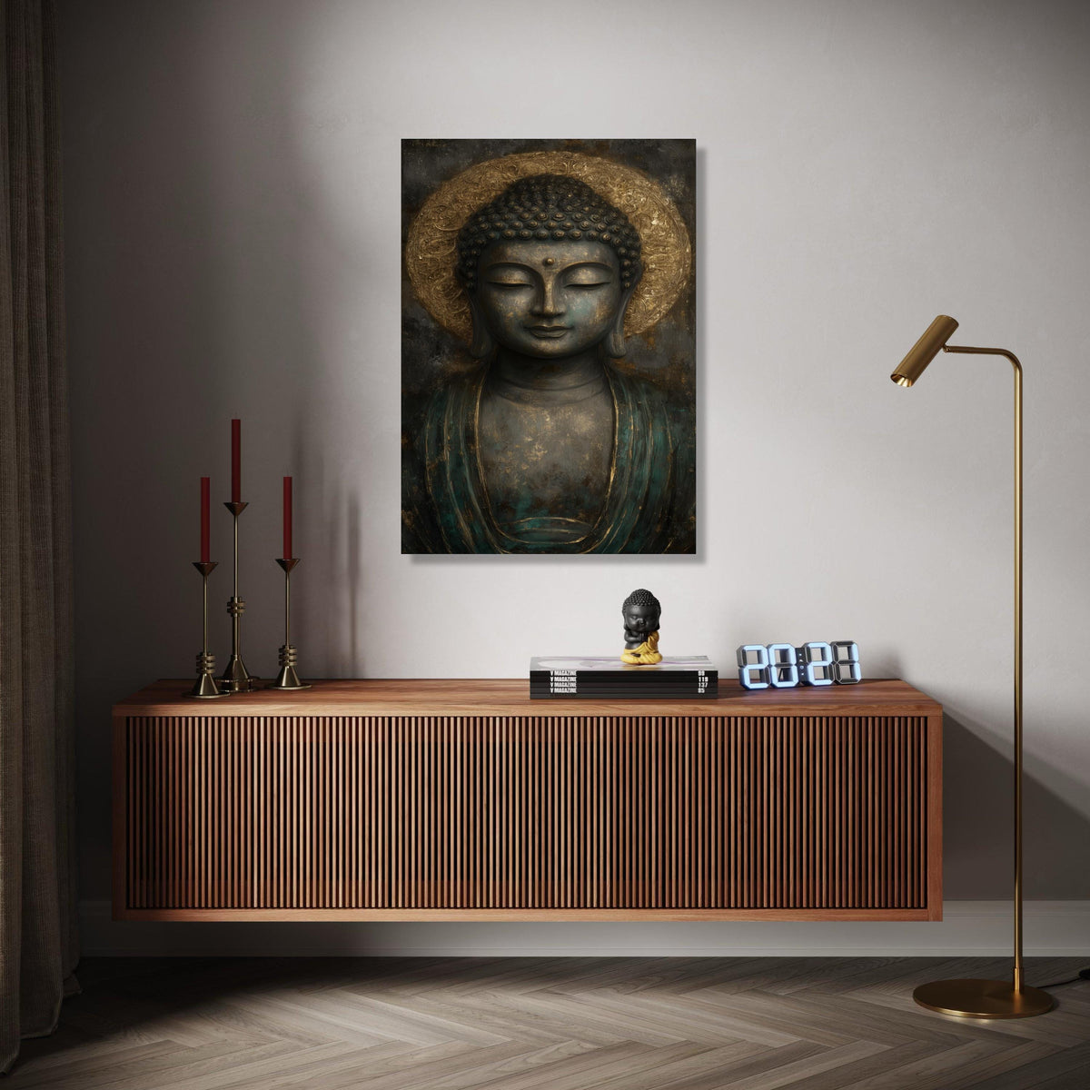 Serene Buddha Canvas Wall Art, Meditative Buddha Head, Spiritual Zen Decor, Peaceful Home Decoration, Tranquil Gift Art, Home Decor, Print