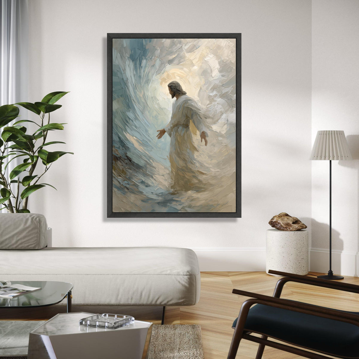 Inspirational Jesus Walking on Water Canvas, Spiritual Christian Wall Art, Religious Home Decor, Faith and Hope Gift Art, Home Decor, Print