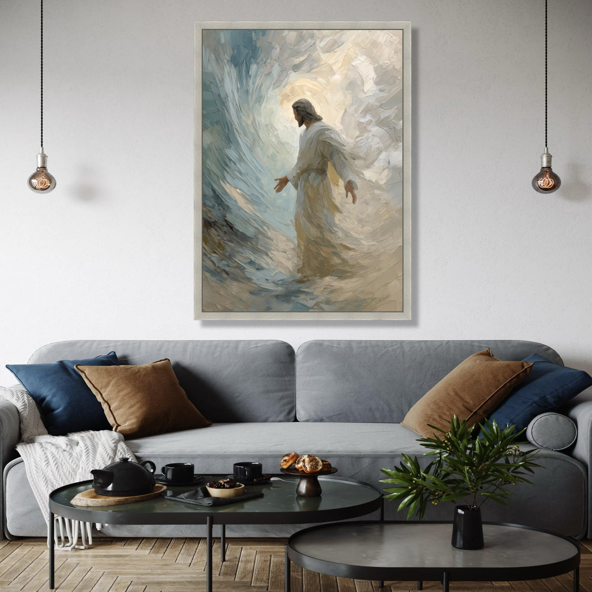 Inspirational Jesus Walking on Water Canvas, Spiritual Christian Wall Art, Religious Home Decor, Faith and Hope Gift Art, Home Decor, Print