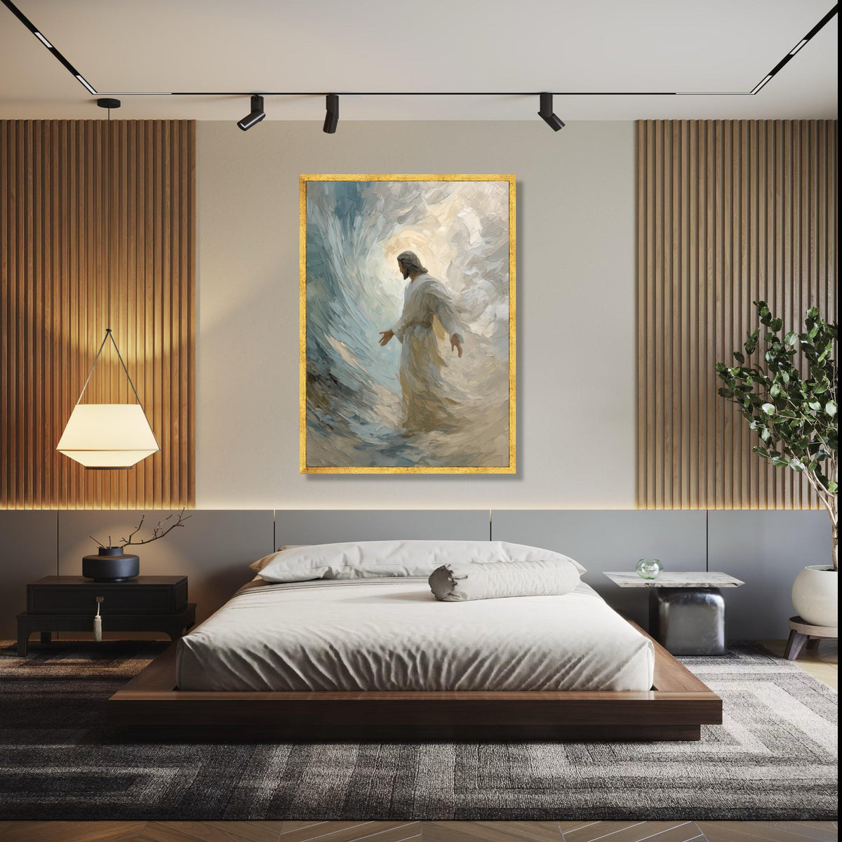 Inspirational Jesus Walking on Water Canvas, Spiritual Christian Wall Art, Religious Home Decor, Faith and Hope Gift Art, Home Decor, Print
