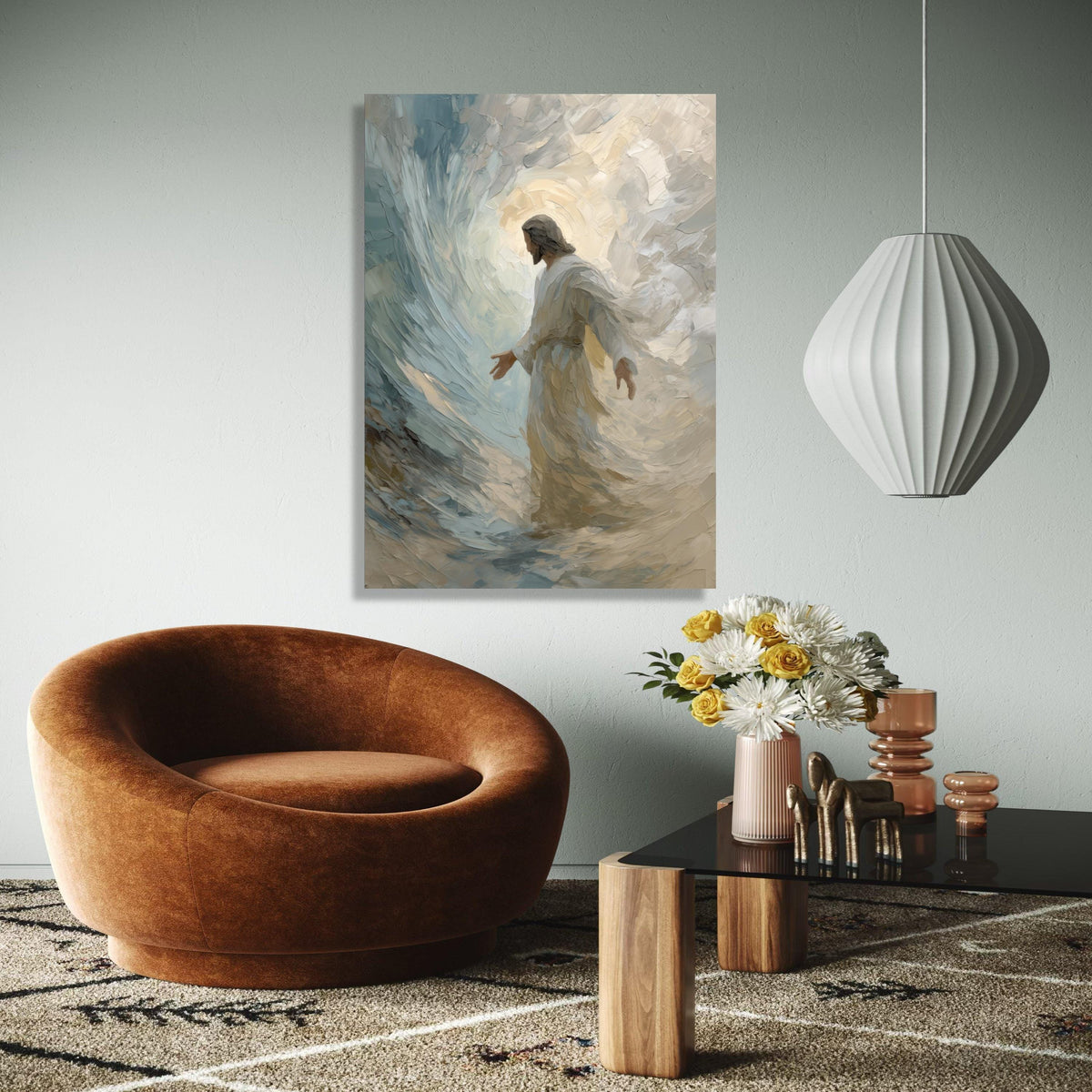 Inspirational Jesus Walking on Water Canvas, Spiritual Christian Wall Art, Religious Home Decor, Faith and Hope Gift Art, Home Decor, Print