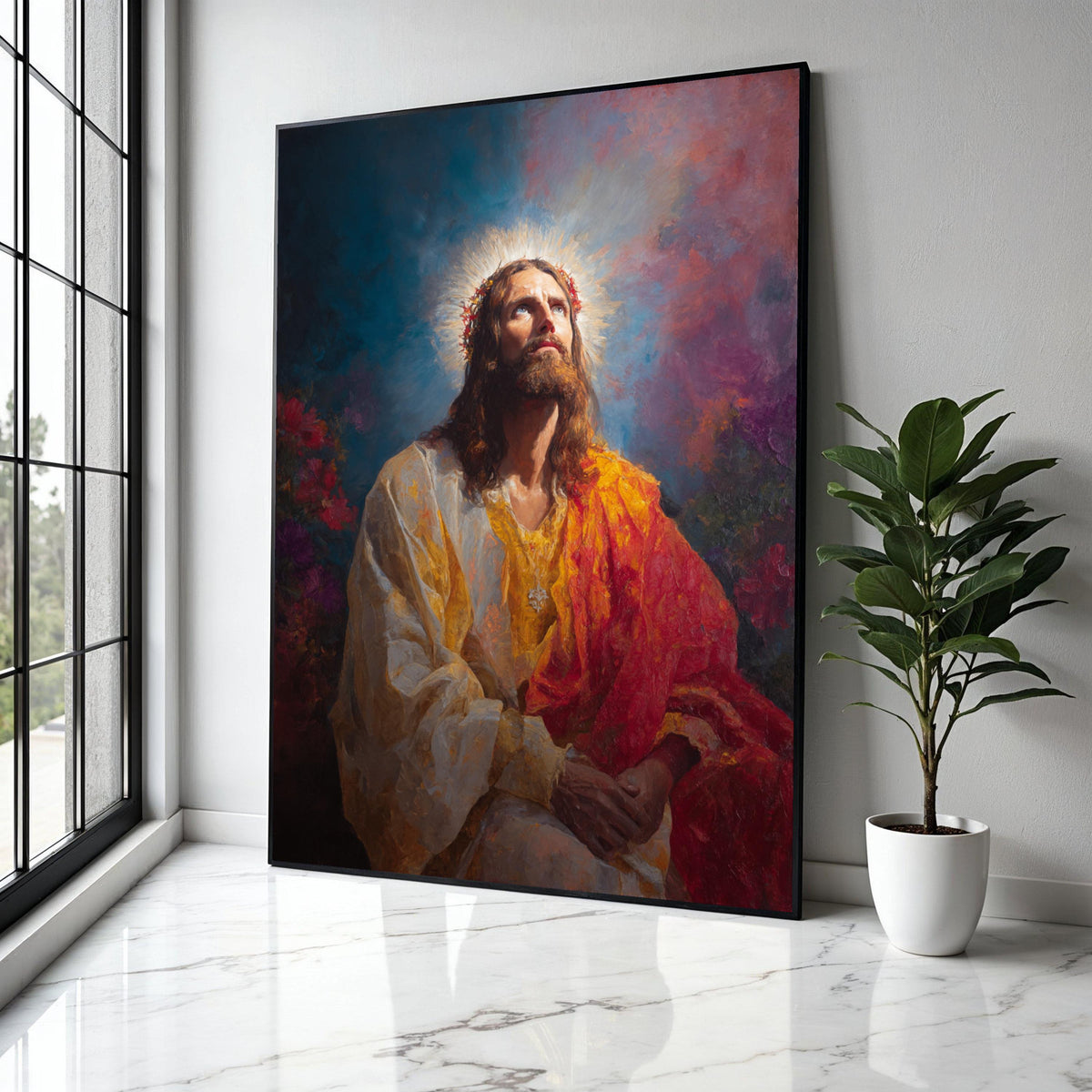 Radiant Jesus Christ Portrait Canvas, Spiritual Religious Wall Art, Prayer Inspiration Decoration, Christian Gift Art, Home Decor, Print