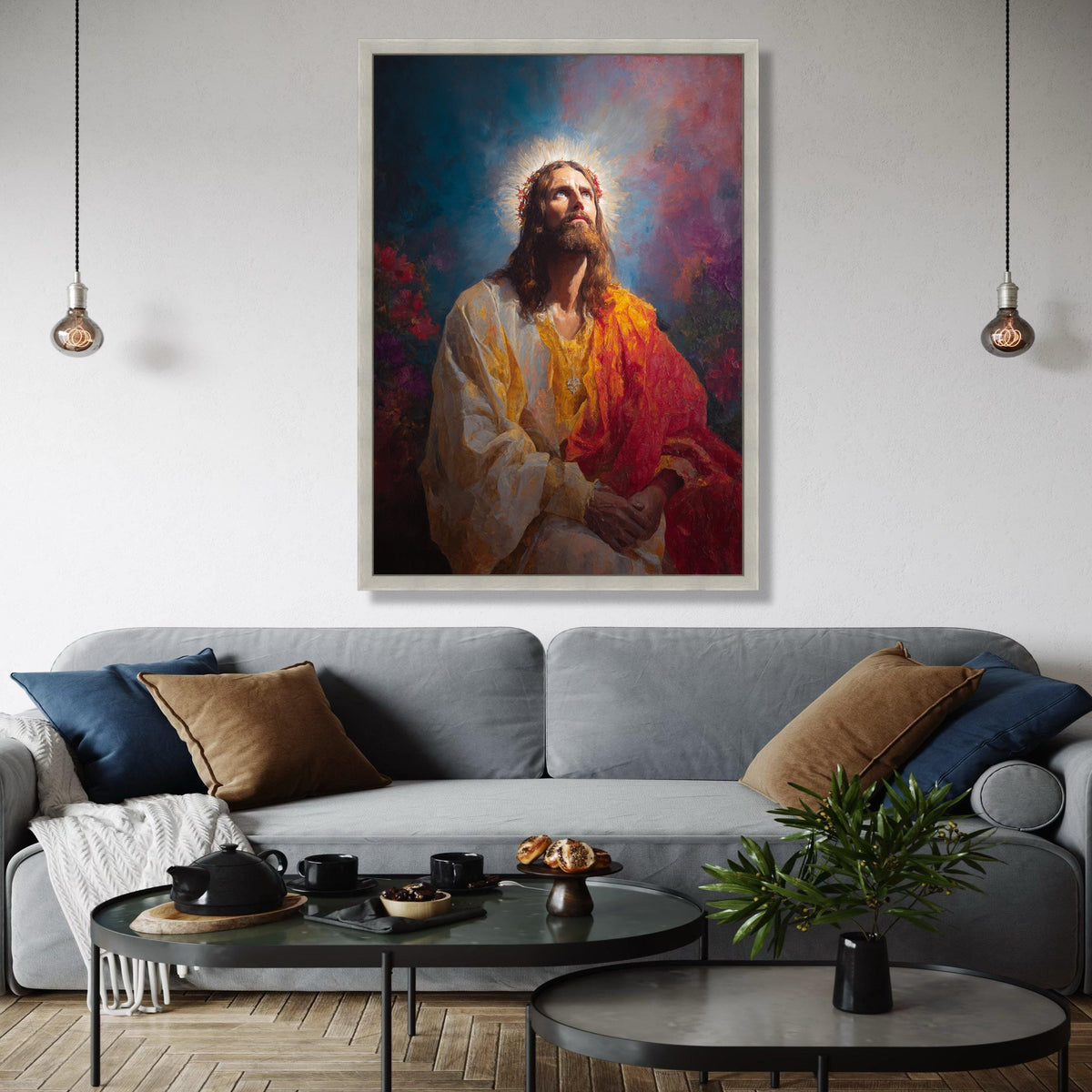 Radiant Jesus Christ Portrait Canvas, Spiritual Religious Wall Art, Prayer Inspiration Decoration, Christian Gift Art, Home Decor, Print