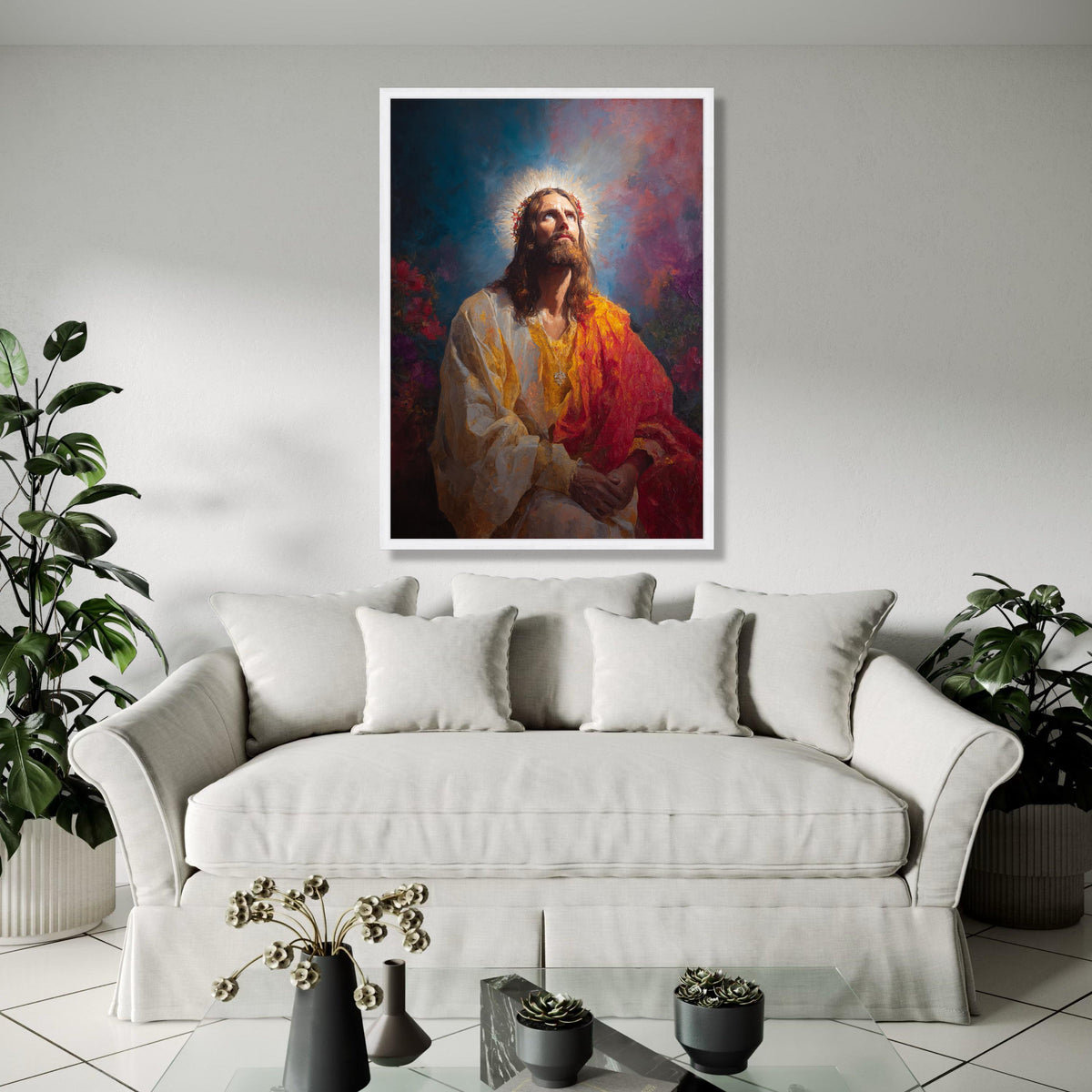 Radiant Jesus Christ Portrait Canvas, Spiritual Religious Wall Art, Prayer Inspiration Decoration, Christian Gift Art, Home Decor, Print