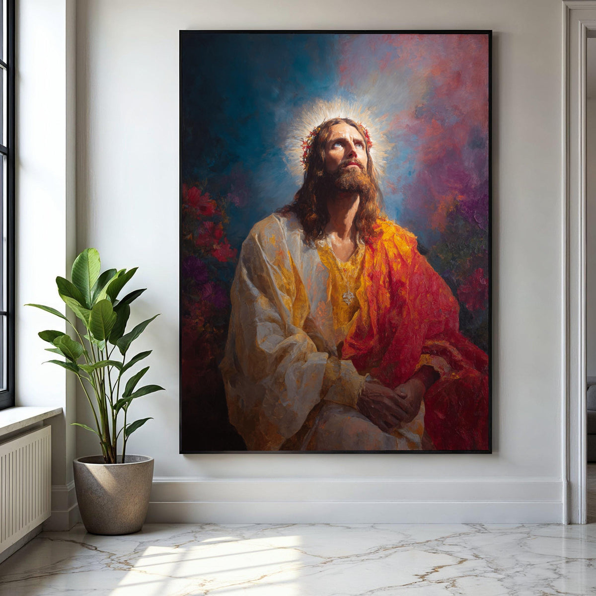 Radiant Jesus Christ Portrait Canvas, Spiritual Religious Wall Art, Prayer Inspiration Decoration, Christian Gift Art, Home Decor, Print
