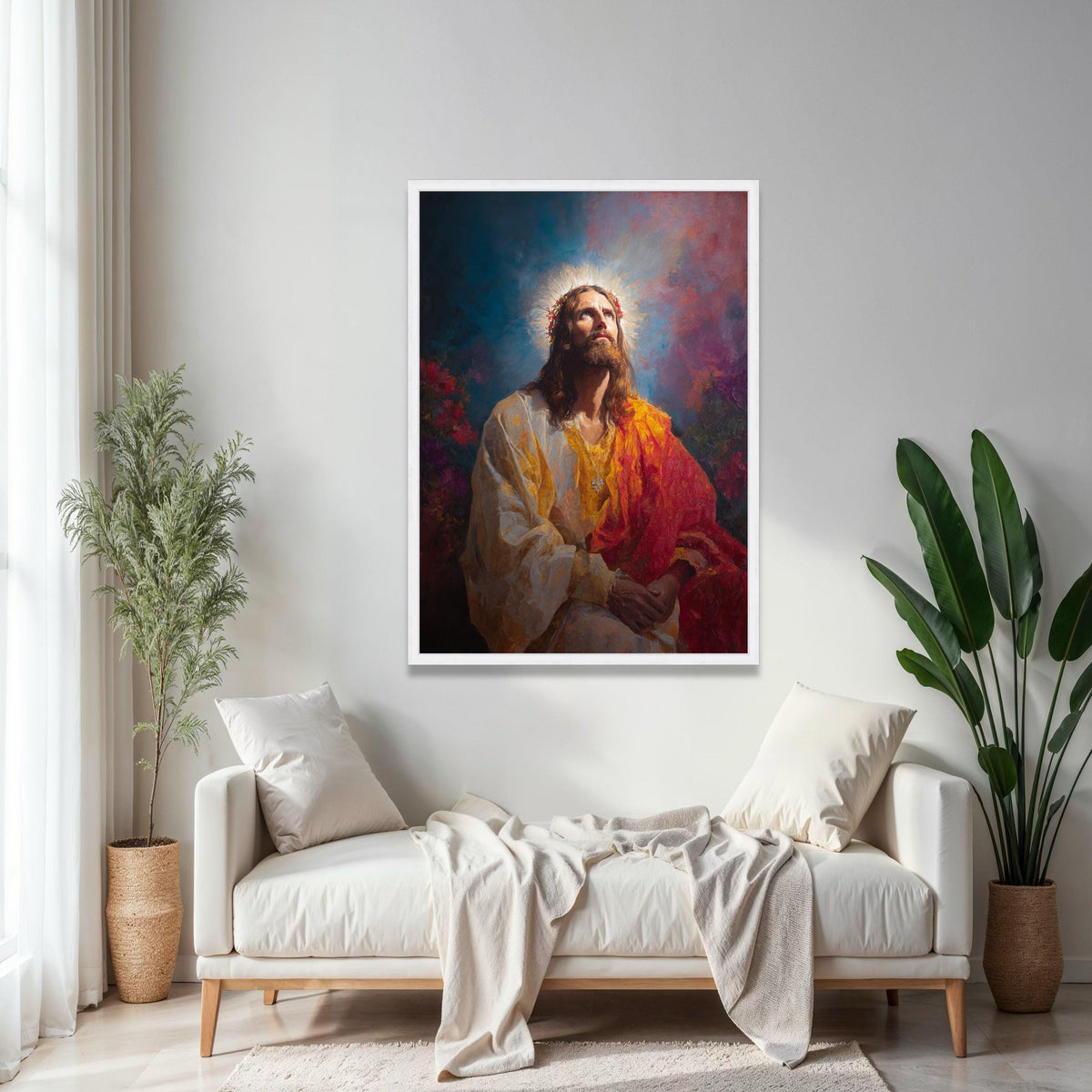 Radiant Jesus Christ Portrait Canvas, Spiritual Religious Wall Art, Prayer Inspiration Decoration, Christian Gift Art, Home Decor, Print