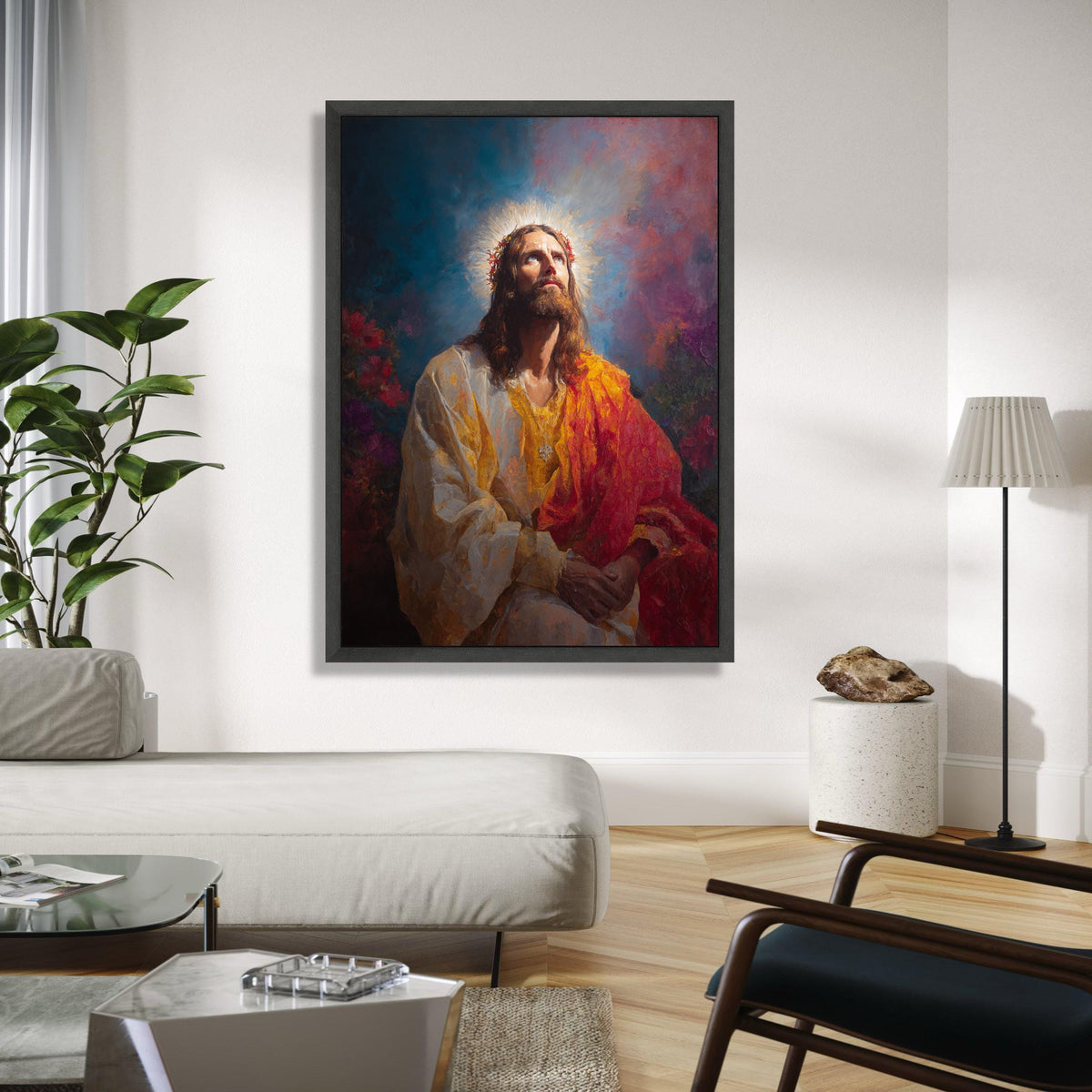 Radiant Jesus Christ Portrait Canvas, Spiritual Religious Wall Art, Prayer Inspiration Decoration, Christian Gift Art, Home Decor, Print