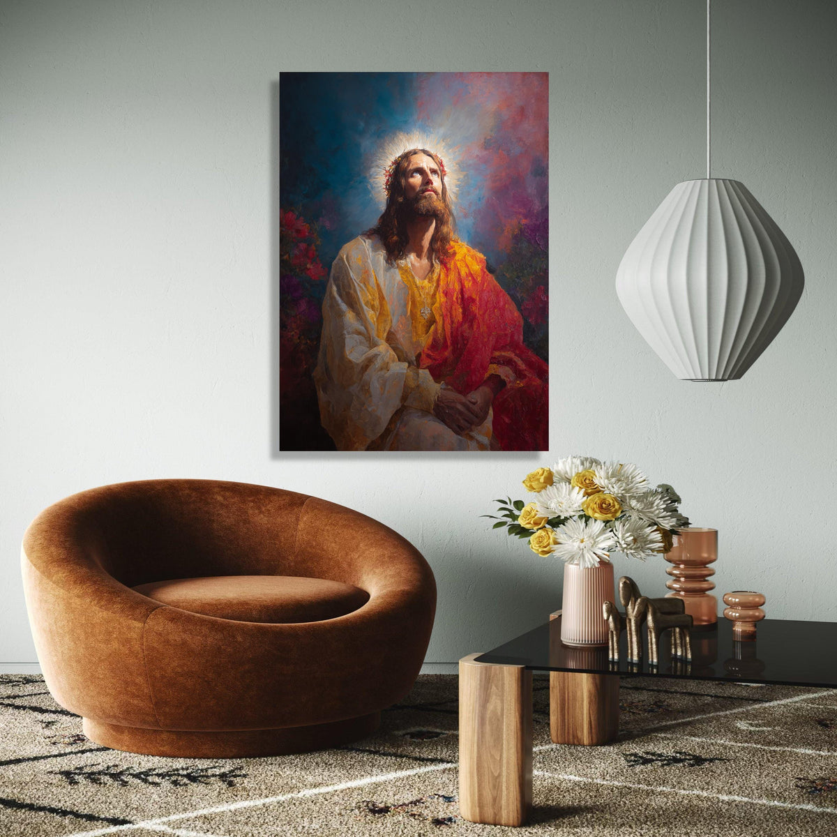 Radiant Jesus Christ Portrait Canvas, Spiritual Religious Wall Art, Prayer Inspiration Decoration, Christian Gift Art, Home Decor, Print