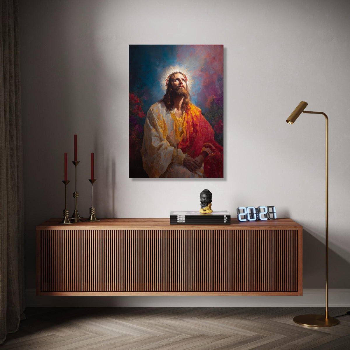 Radiant Jesus Christ Portrait Canvas, Spiritual Religious Wall Art, Prayer Inspiration Decoration, Christian Gift Art, Home Decor, Print