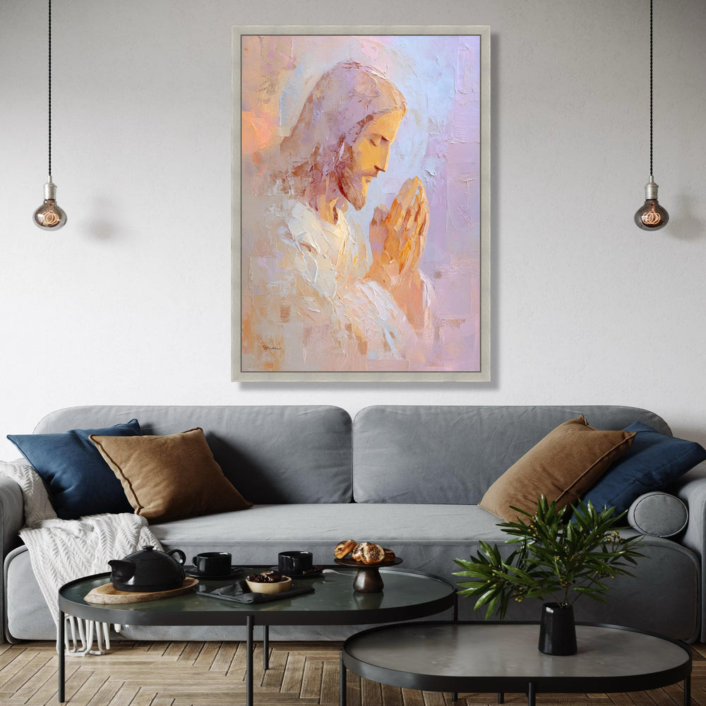 Praying Jesus Canvas Wall Art, Religious Christian Painting, Spiritual Home Decor, Faith Inspiration Canvas, Gift Art, Home Decor, Print