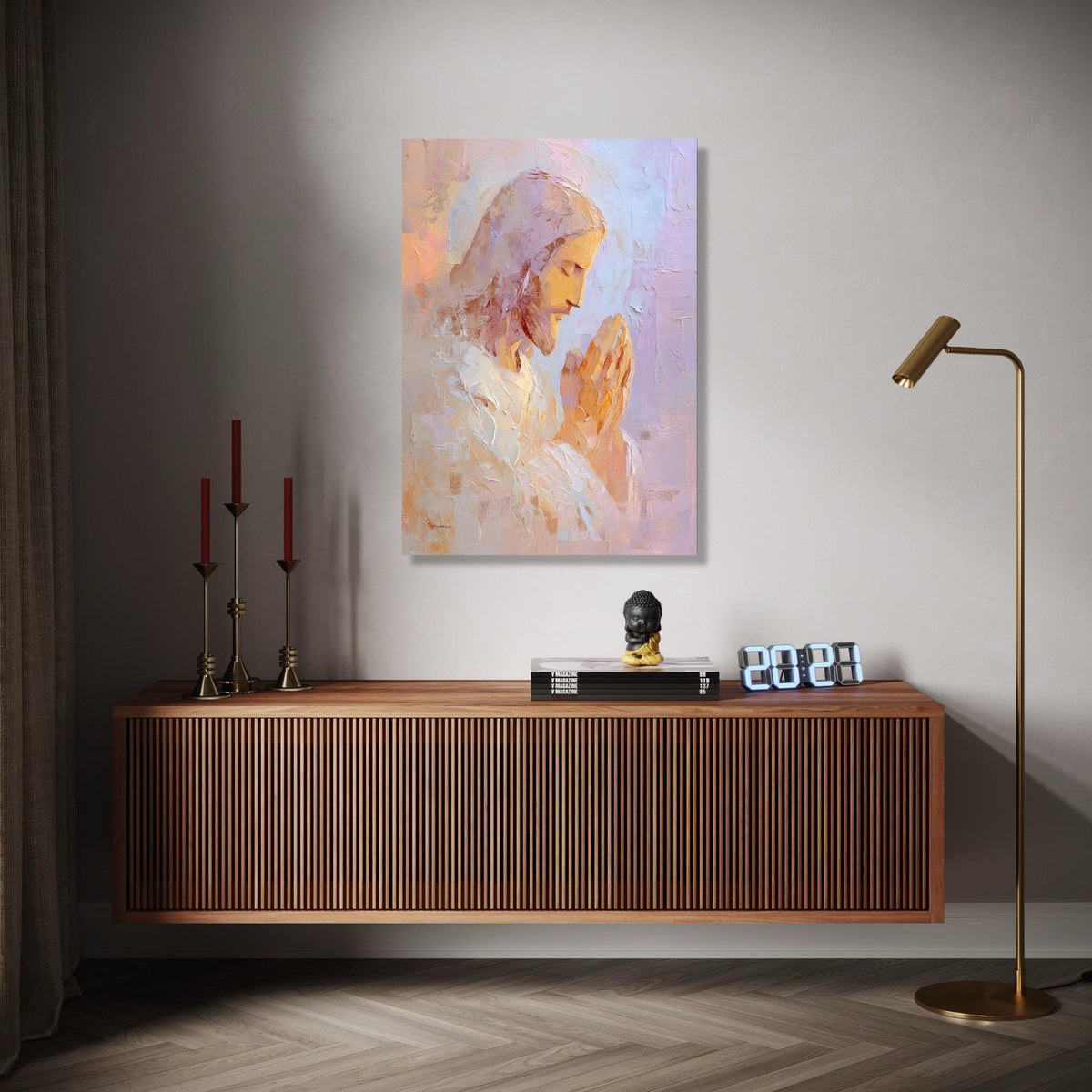 Praying Jesus Canvas Wall Art, Religious Christian Painting, Spiritual Home Decor, Faith Inspiration Canvas, Gift Art, Home Decor, Print