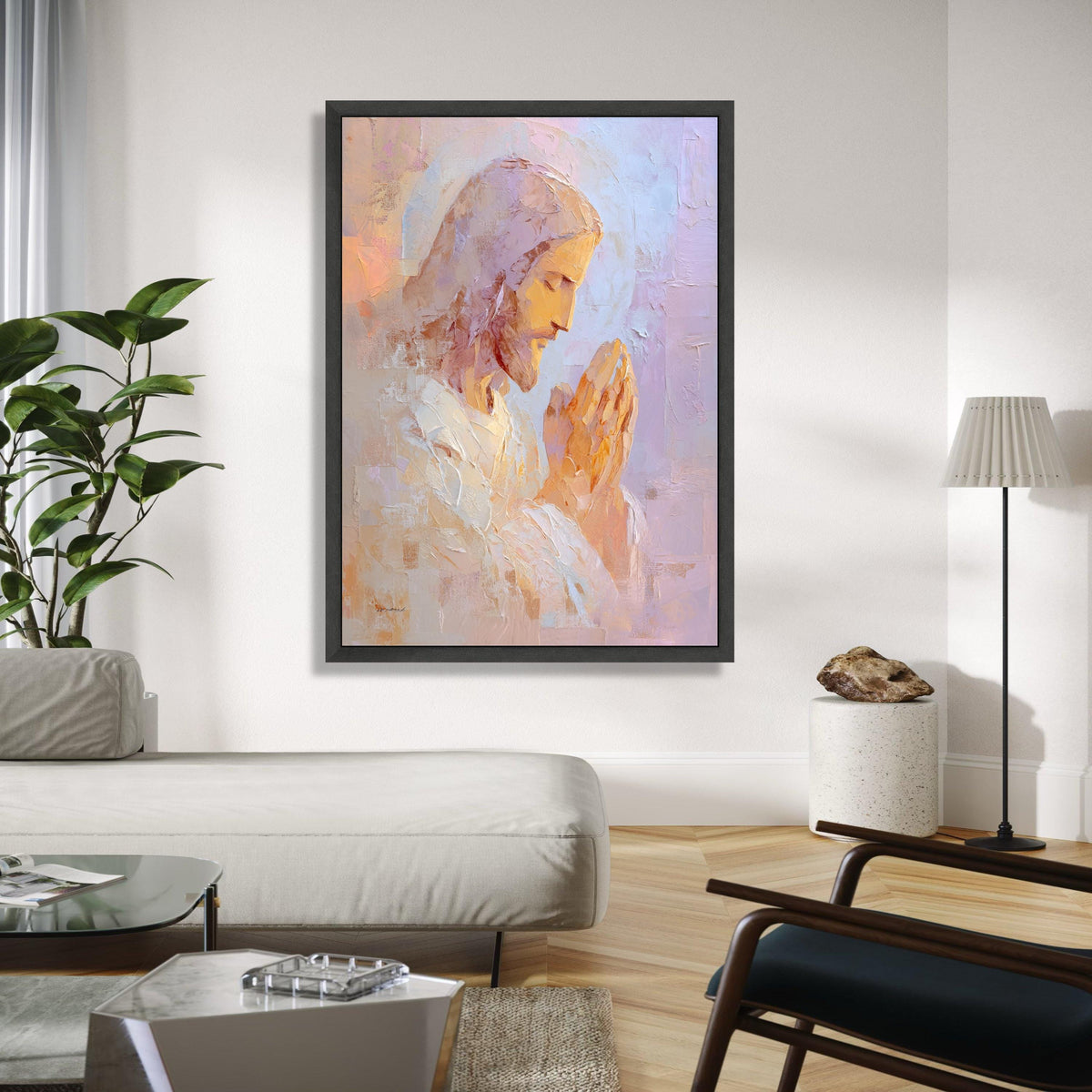 Praying Jesus Canvas Wall Art, Religious Christian Painting, Spiritual Home Decor, Faith Inspiration Canvas, Gift Art, Home Decor, Print