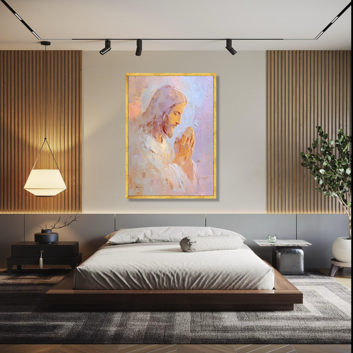 Praying Jesus Canvas Wall Art, Religious Christian Painting, Spiritual Home Decor, Faith Inspiration Canvas, Gift Art, Home Decor, Print