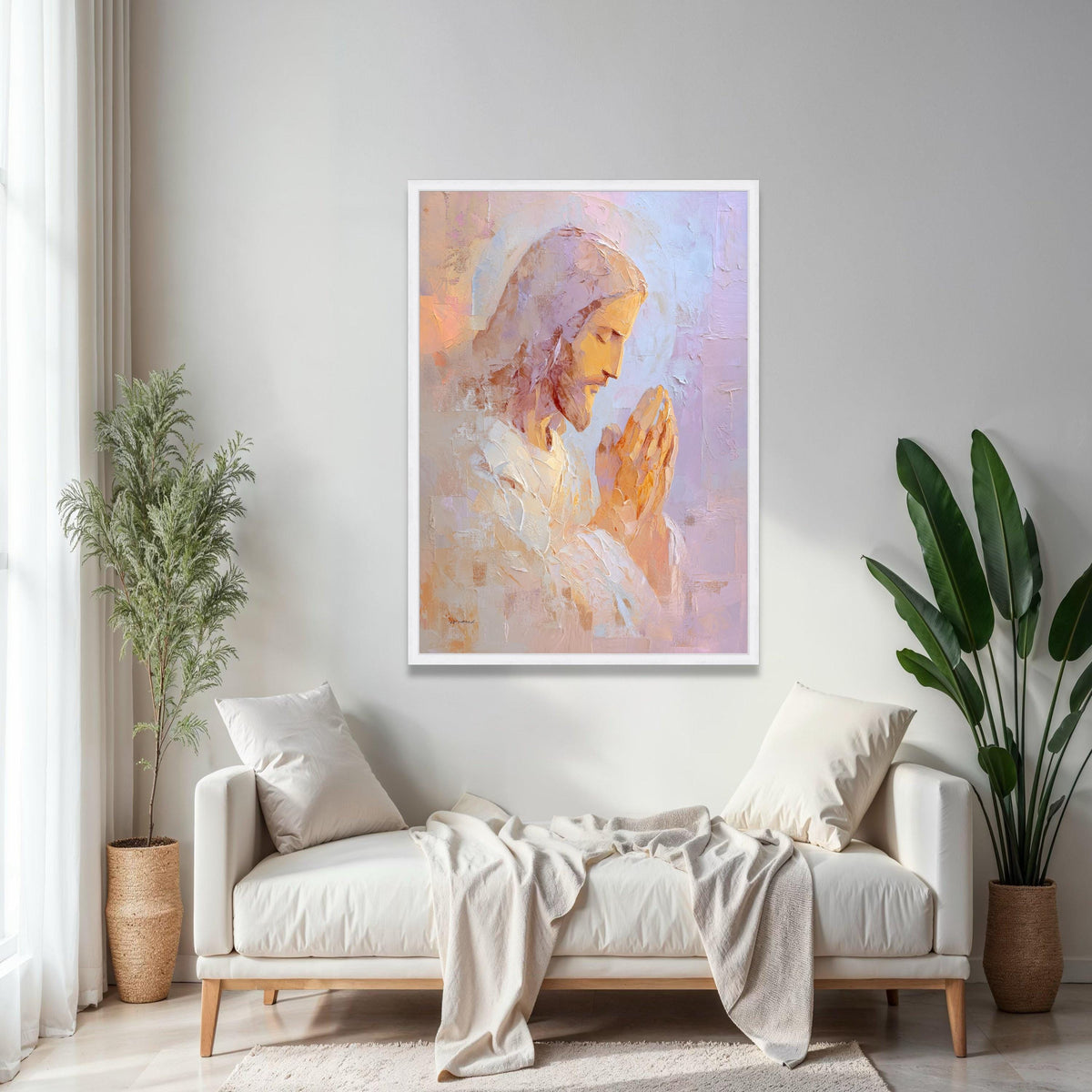 Praying Jesus Canvas Wall Art, Religious Christian Painting, Spiritual Home Decor, Faith Inspiration Canvas, Gift Art, Home Decor, Print