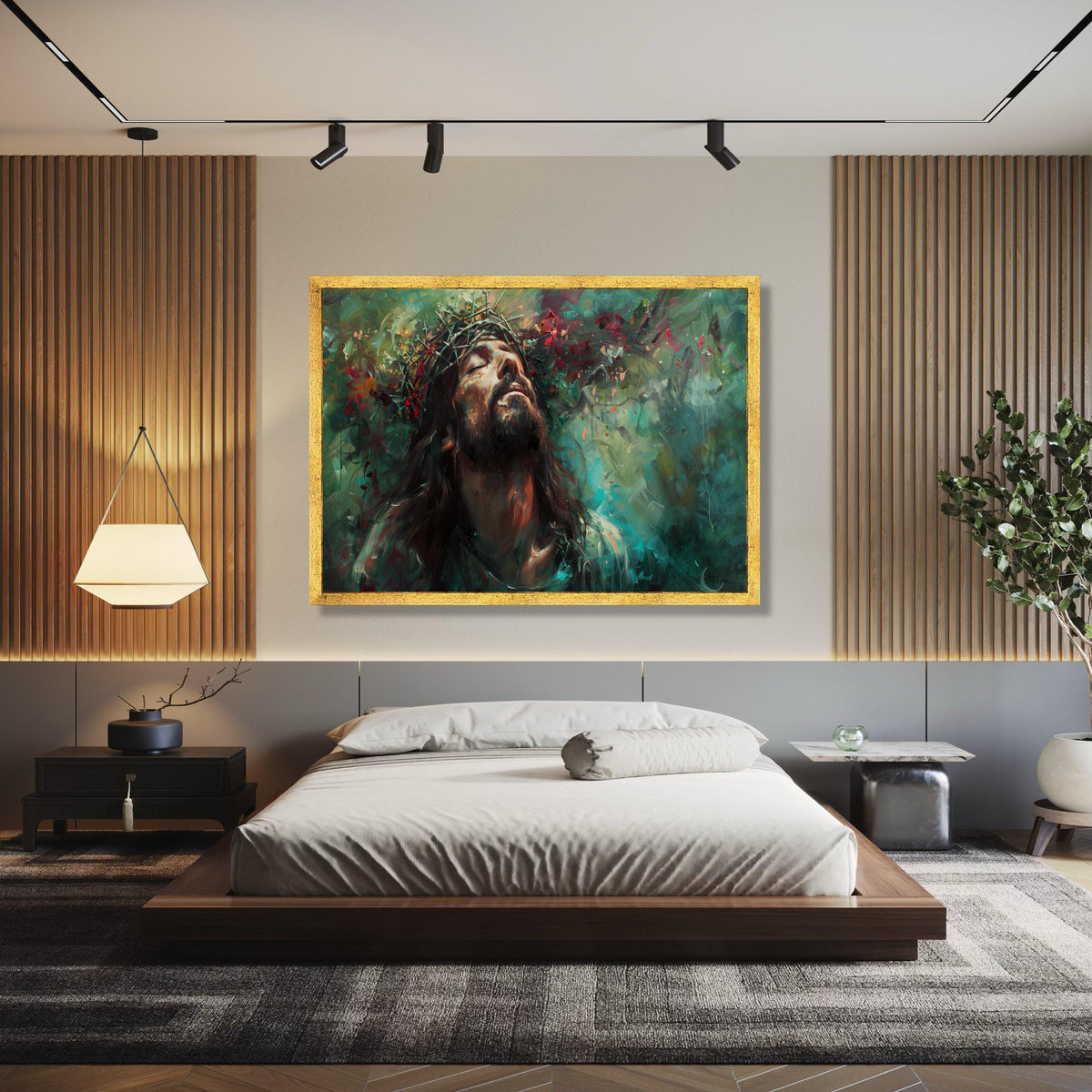 Inspirational Jesus Christ Canvas Wall Art, Crown of Thorns Painting, Religious Spiritual Decor, Emotional Gift Art, Home Decor, Print