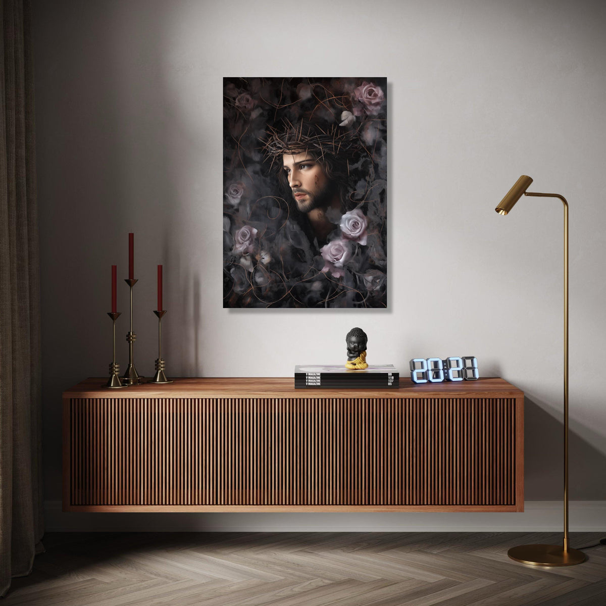 Jesus Christ Portrait Canvas, Crown of Thorns Wall Art, Religious Canvas Print, Spiritual Home Decor, Gift Art, Home Decor, Print