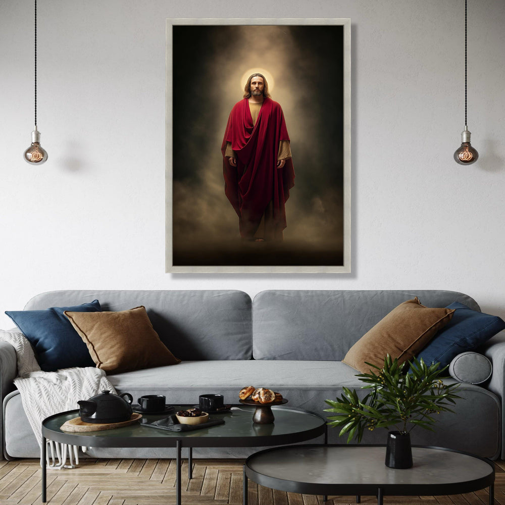 Sacred Jesus Christ Canvas, Spiritual Wall Art, Religious Home Decor, Halo Light Painting, Christian Inspiration Gift Art, Home Decor, Print