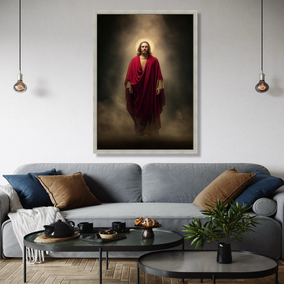 Sacred Jesus Christ Canvas, Spiritual Wall Art, Religious Home Decor, Halo Light Painting, Christian Inspiration Gift Art, Home Decor, Print