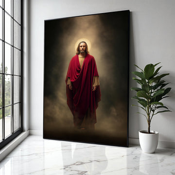 Sacred Jesus Christ Canvas, Spiritual Wall Art, Religious Home Decor, Halo Light Painting, Christian Inspiration Gift Art, Home Decor, Print
