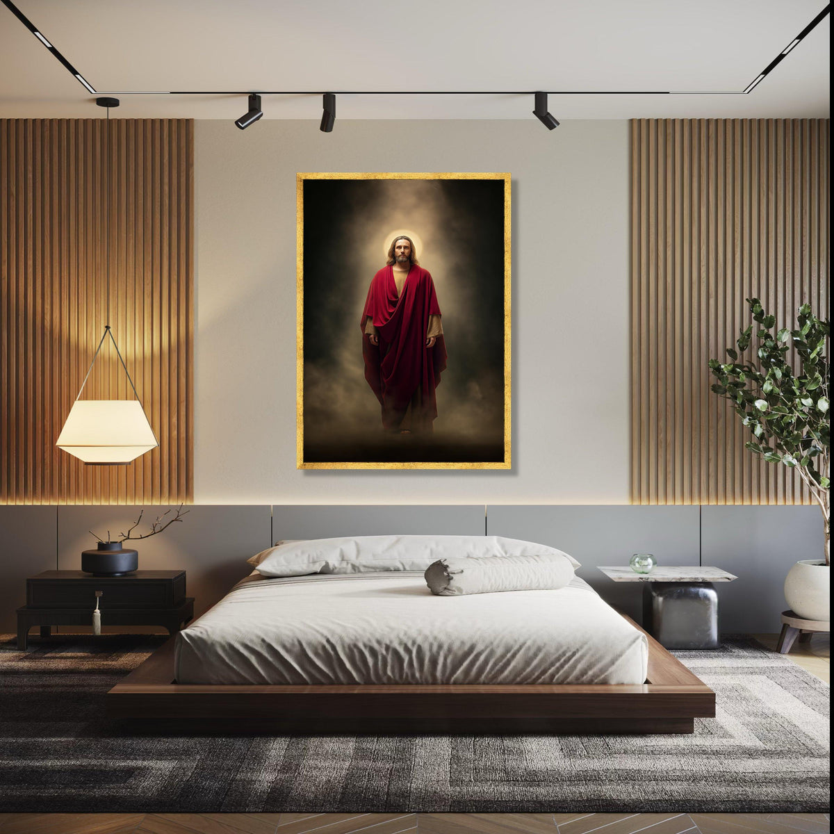 Sacred Jesus Christ Canvas, Spiritual Wall Art, Religious Home Decor, Halo Light Painting, Christian Inspiration Gift Art, Home Decor, Print