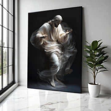 Ethereal Jesus Figure Canvas, Spiritual Christian Wall Art, Divine Light Painting, Inspirational Religious Gift Art, Home Decor, Print