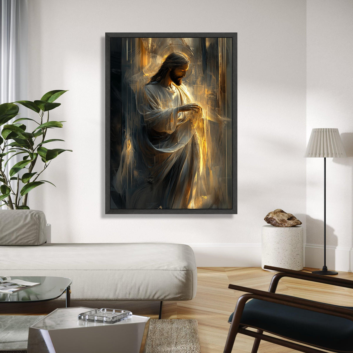 Divine Light of Jesus Christ Canvas, Inspirational Religious Wall Art, Spiritual Christian Decoration, Halo Glow Gift Art, Home Decor, Print