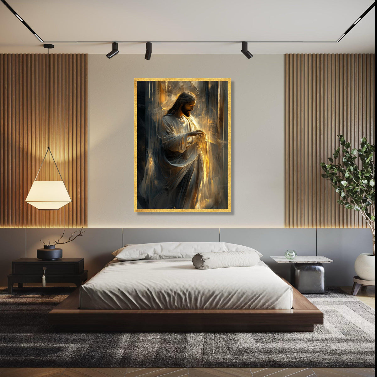 Divine Light of Jesus Christ Canvas, Inspirational Religious Wall Art, Spiritual Christian Decoration, Halo Glow Gift Art, Home Decor, Print