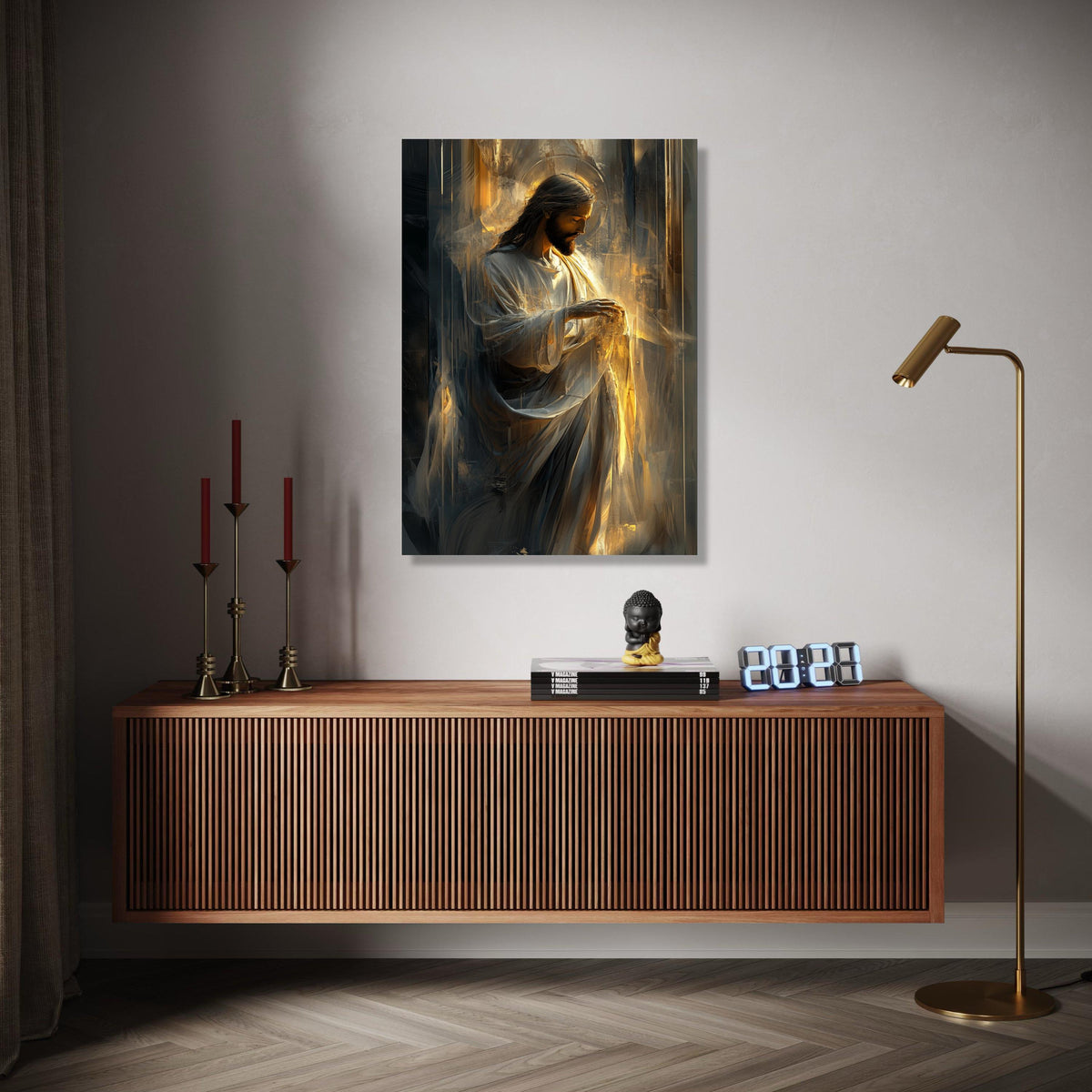 Divine Light of Jesus Christ Canvas, Inspirational Religious Wall Art, Spiritual Christian Decoration, Halo Glow Gift Art, Home Decor, Print