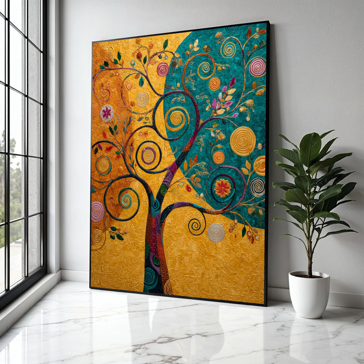 Abstract Swirling Tree Canvas Wall Art, Modern Nature Painting, Colorful Floral Decorative Canvas, Home Living Gift Art, Home Decor, Print