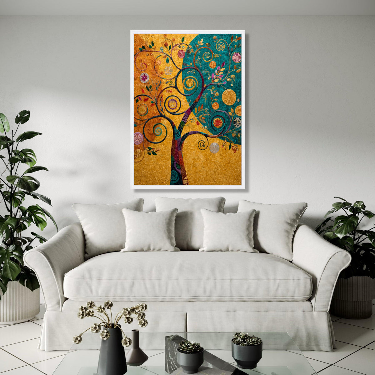 Abstract Swirling Tree Canvas Wall Art, Modern Nature Painting, Colorful Floral Decorative Canvas, Home Living Gift Art, Home Decor, Print