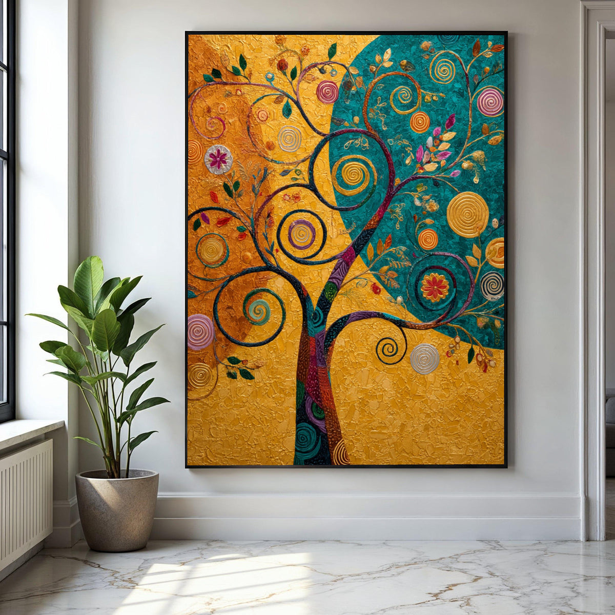 Abstract Swirling Tree Canvas Wall Art, Modern Nature Painting, Colorful Floral Decorative Canvas, Home Living Gift Art, Home Decor, Print