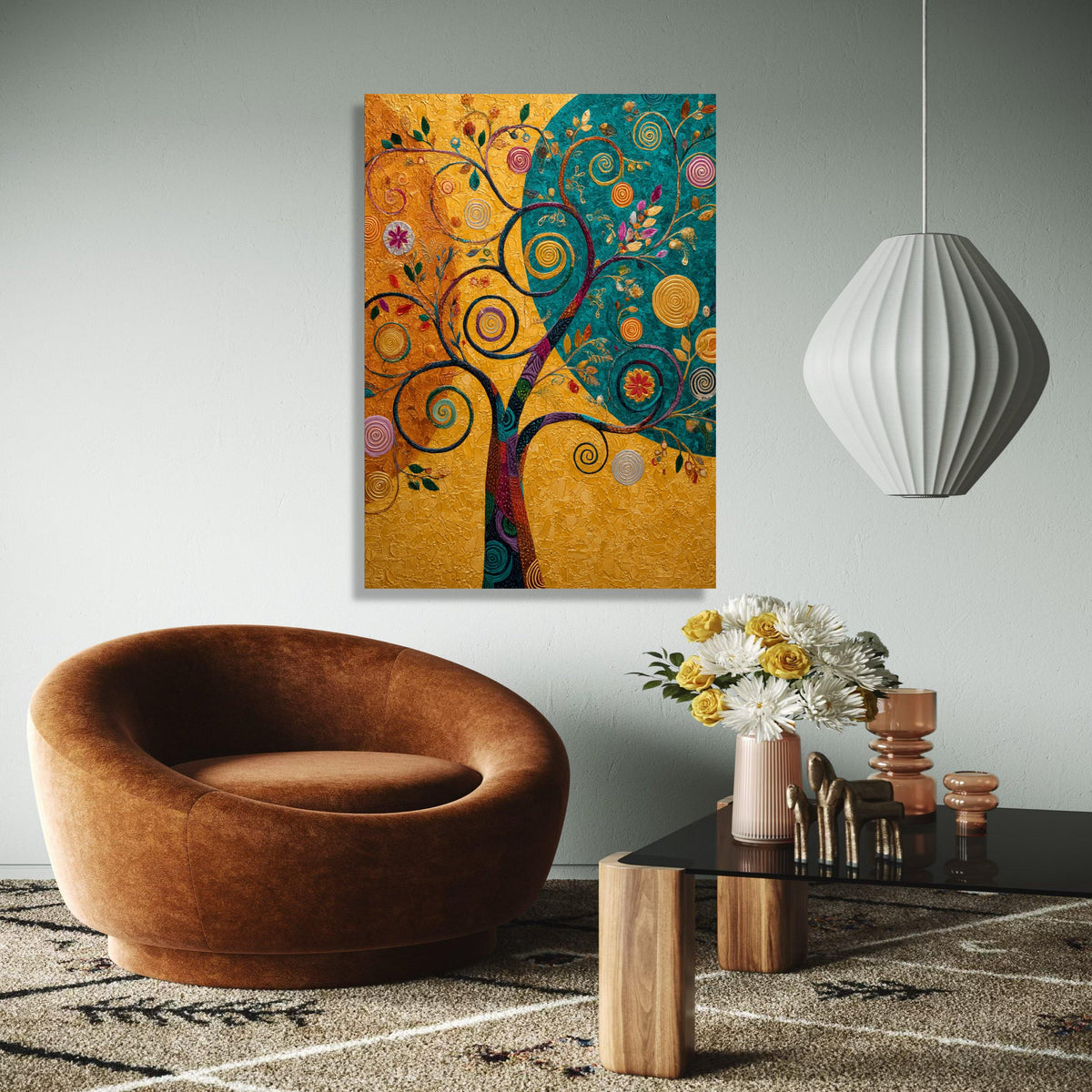 Abstract Swirling Tree Canvas Wall Art, Modern Nature Painting, Colorful Floral Decorative Canvas, Home Living Gift Art, Home Decor, Print