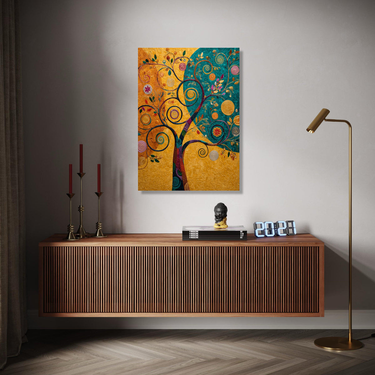 Abstract Swirling Tree Canvas Wall Art, Modern Nature Painting, Colorful Floral Decorative Canvas, Home Living Gift Art, Home Decor, Print