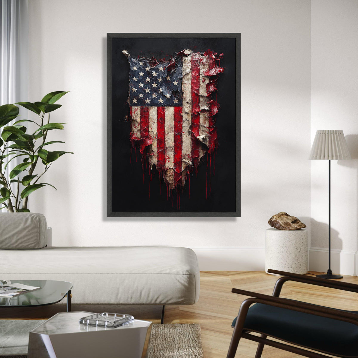 Distressed American Flag Canvas Wall Art, Vintage USA Patriotic Canvas, Rustic Red White Blue Home Decor, Flag Gift Art, Home Decor, Print