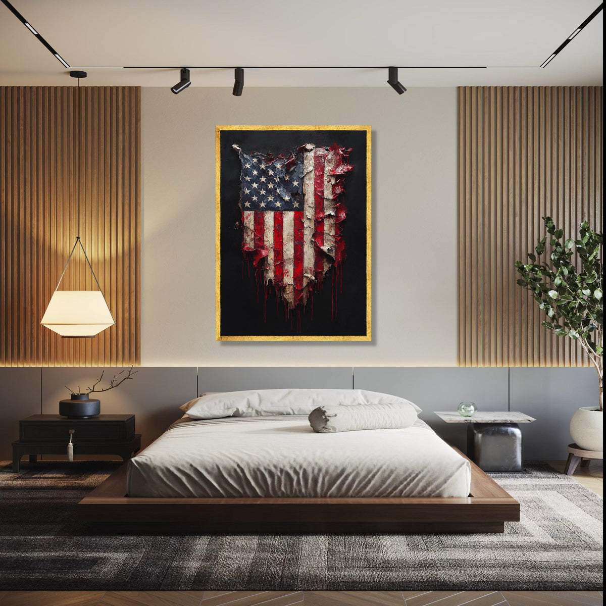 Distressed American Flag Canvas Wall Art, Vintage USA Patriotic Canvas, Rustic Red White Blue Home Decor, Flag Gift Art, Home Decor, Print