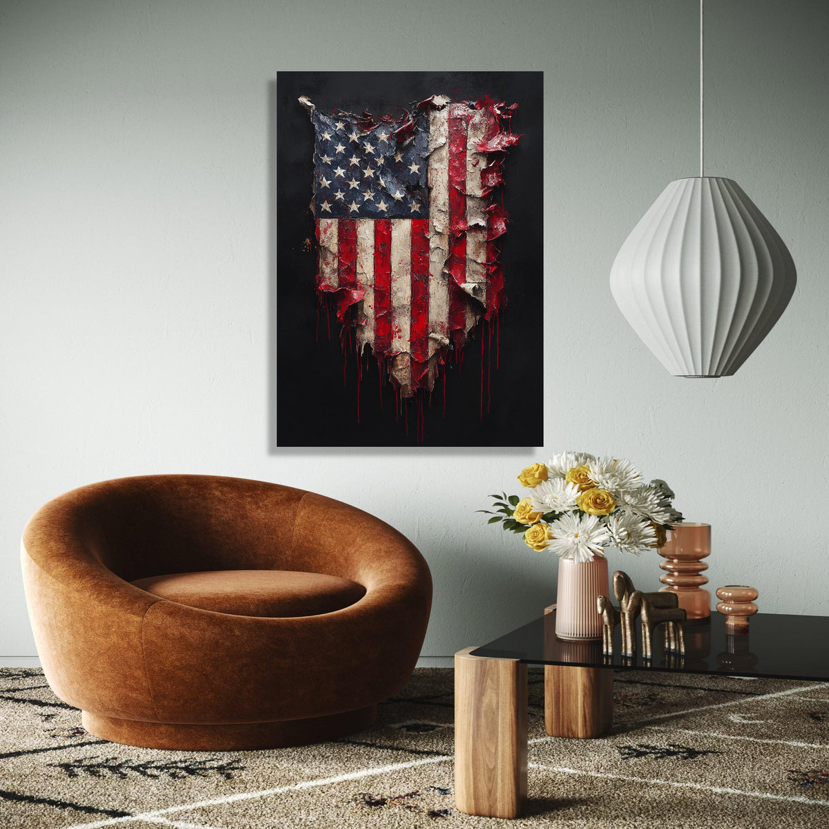 Distressed American Flag Canvas Wall Art, Vintage USA Patriotic Canvas, Rustic Red White Blue Home Decor, Flag Gift Art, Home Decor, Print