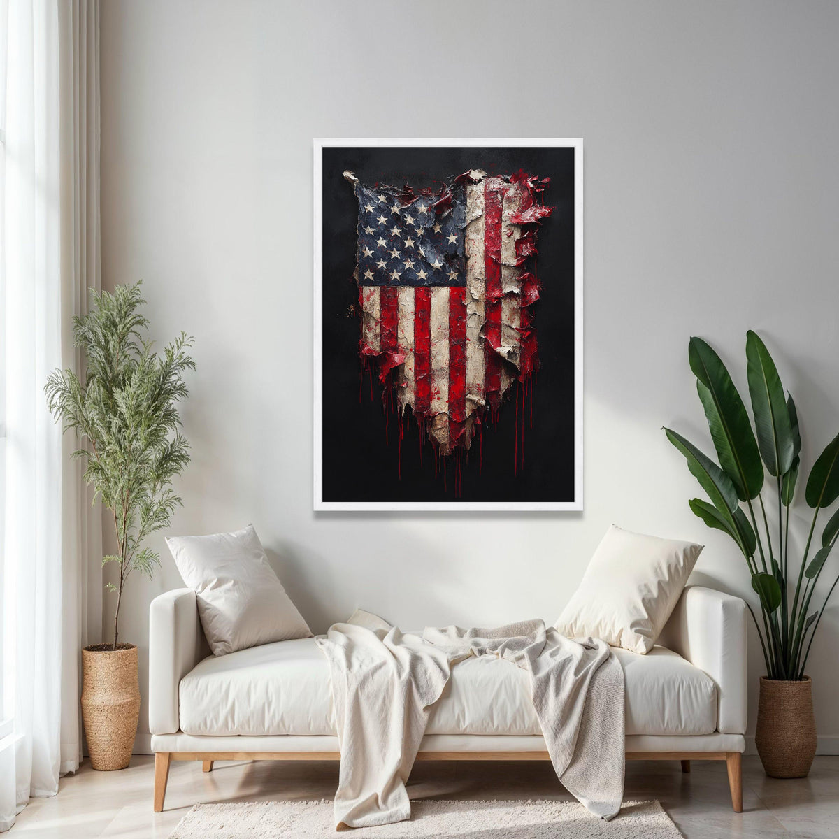 Distressed American Flag Canvas Wall Art, Vintage USA Patriotic Canvas, Rustic Red White Blue Home Decor, Flag Gift Art, Home Decor, Print