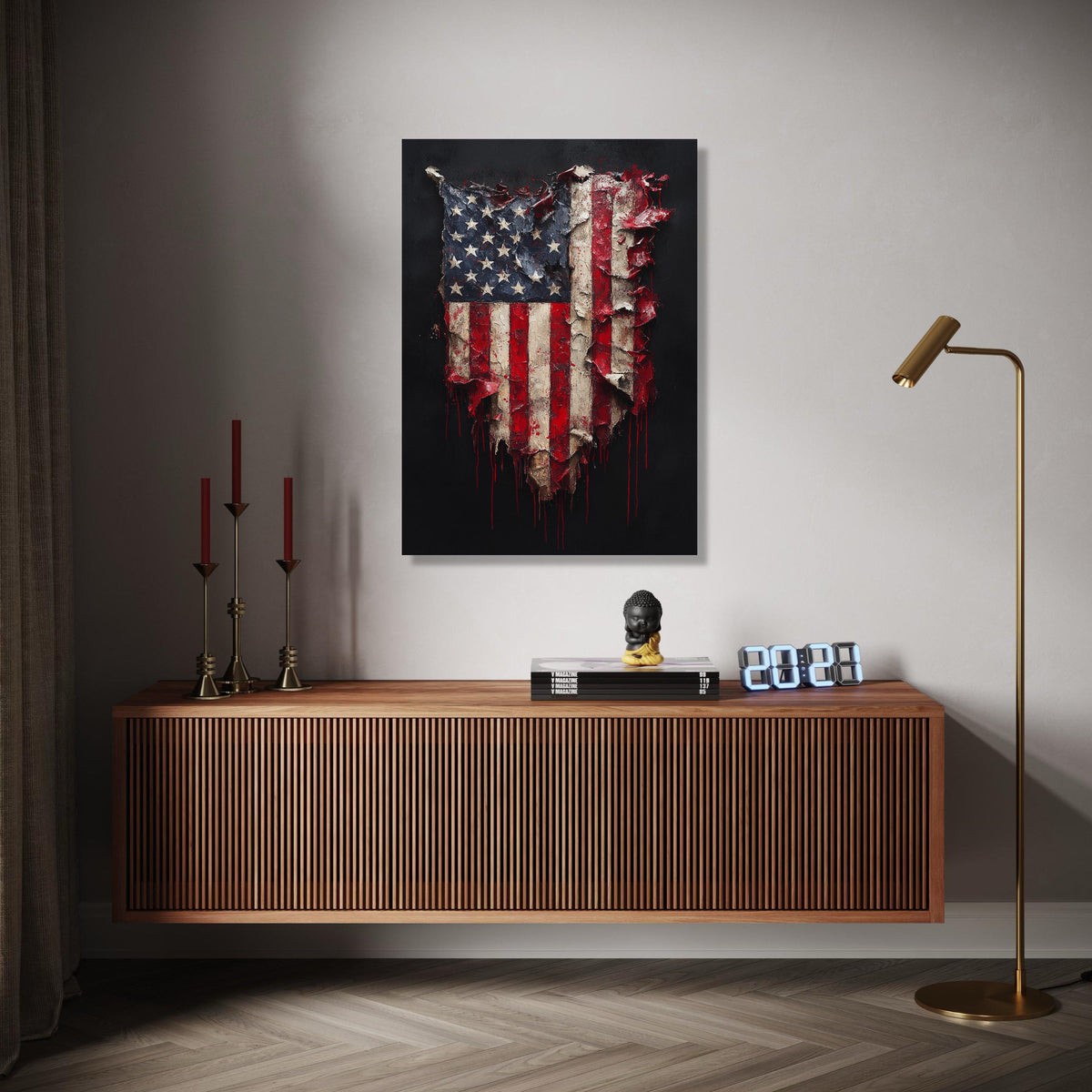 Distressed American Flag Canvas Wall Art, Vintage USA Patriotic Canvas, Rustic Red White Blue Home Decor, Flag Gift Art, Home Decor, Print