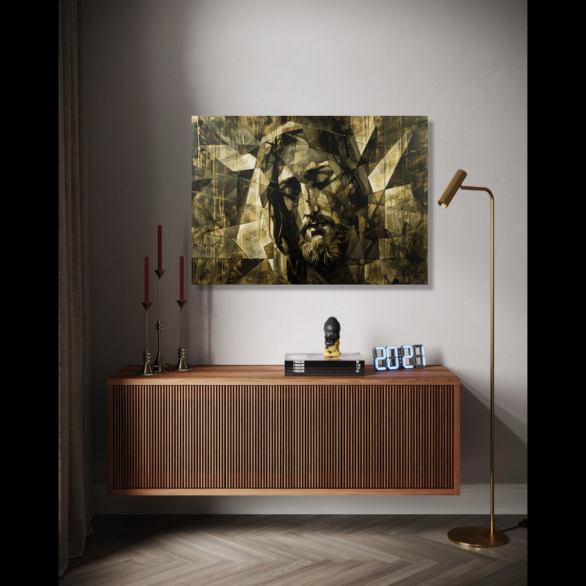 Cubist Jesus Portrait Canvas, Religious Wall Art, Abstract Christian Canvas, Spiritual Home Decor, Modern Sacred Gift Art, Home Decor, Print