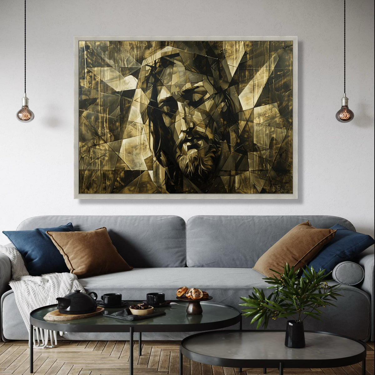Cubist Jesus Portrait Canvas, Religious Wall Art, Abstract Christian Canvas, Spiritual Home Decor, Modern Sacred Gift Art, Home Decor, Print