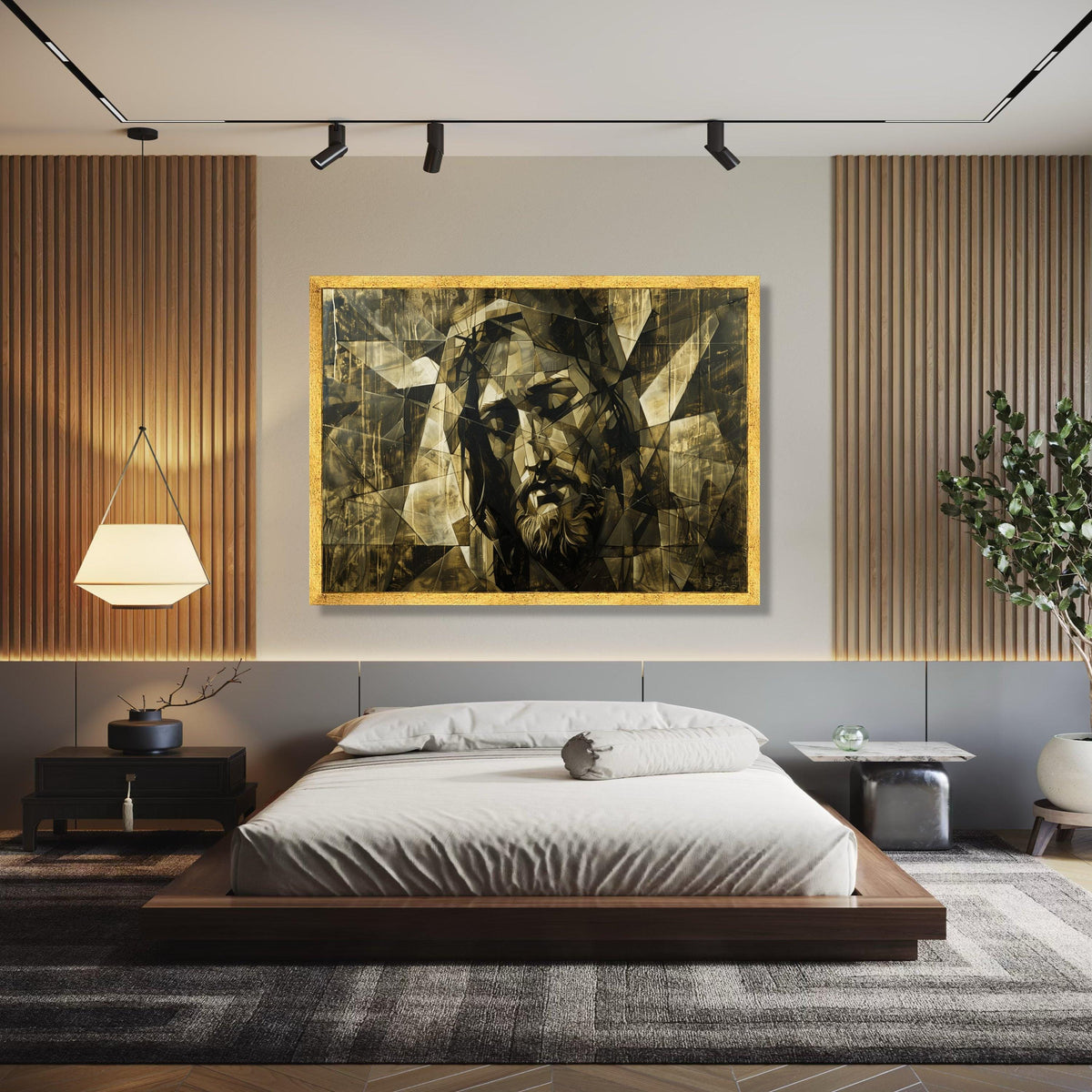 Cubist Jesus Portrait Canvas, Religious Wall Art, Abstract Christian Canvas, Spiritual Home Decor, Modern Sacred Gift Art, Home Decor, Print