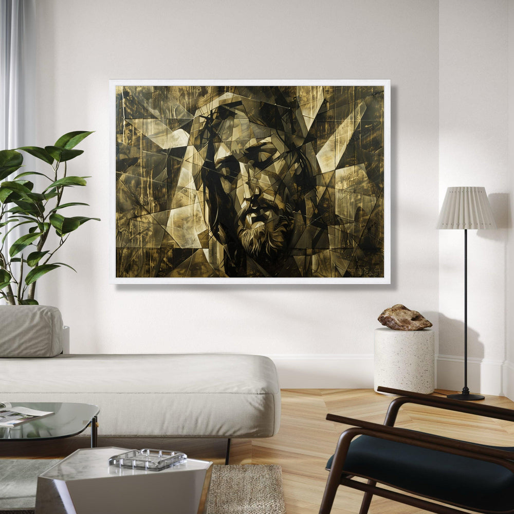 Cubist Jesus Portrait Canvas, Religious Wall Art, Abstract Christian Canvas, Spiritual Home Decor, Modern Sacred Gift Art, Home Decor, Print