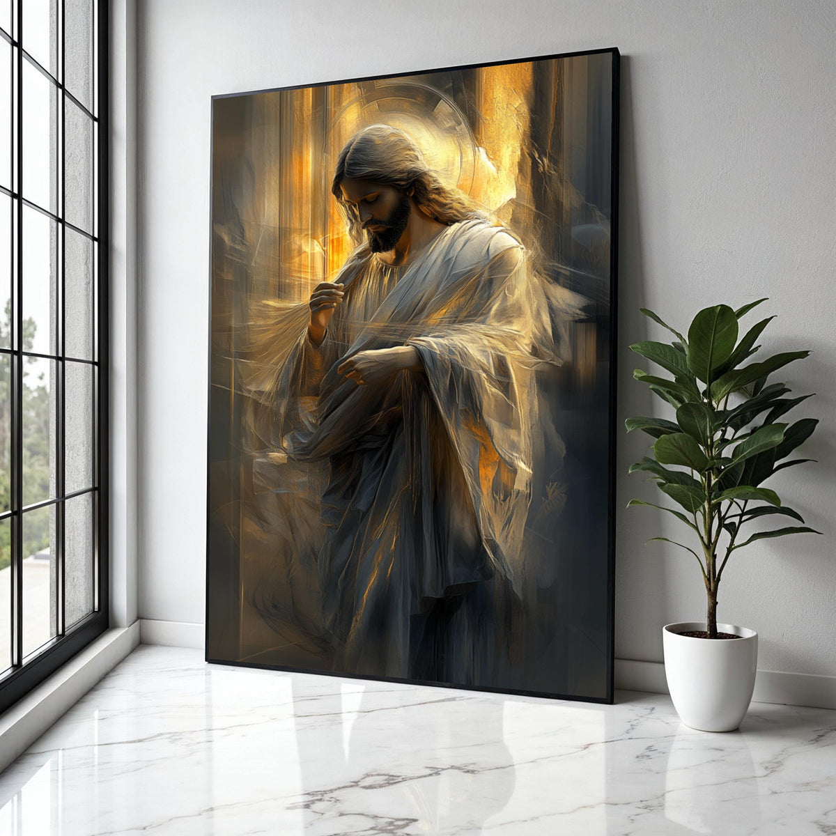 Serene Jesus Christ Canvas Wall Art, Spiritual Religious Decor, Inspirational Christian Canvas, Divine Light Gift Art, Home Decor, Print