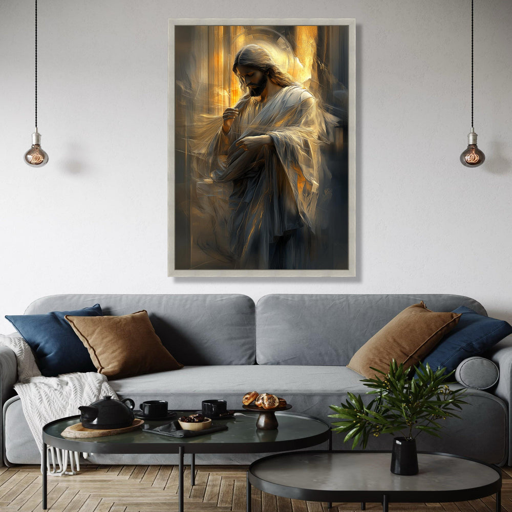 Serene Jesus Christ Canvas Wall Art, Spiritual Religious Decor, Inspirational Christian Canvas, Divine Light Gift Art, Home Decor, Print