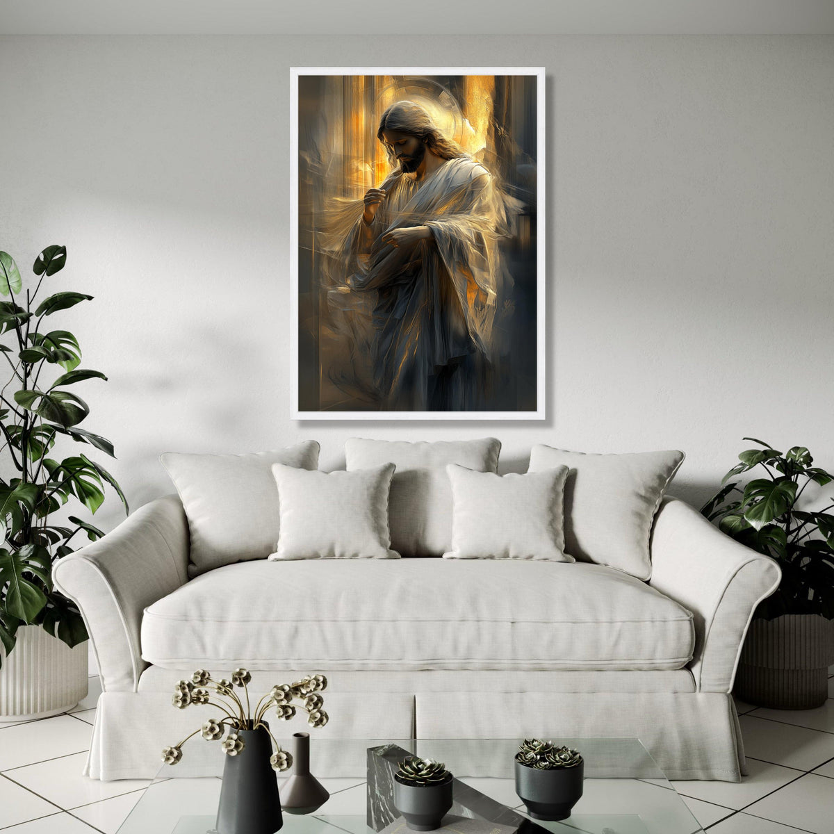 Serene Jesus Christ Canvas Wall Art, Spiritual Religious Decor, Inspirational Christian Canvas, Divine Light Gift Art, Home Decor, Print