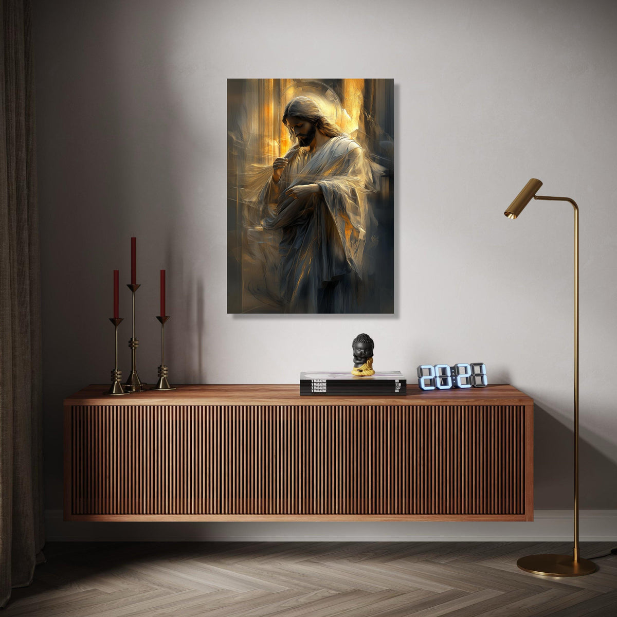 Serene Jesus Christ Canvas Wall Art, Spiritual Religious Decor, Inspirational Christian Canvas, Divine Light Gift Art, Home Decor, Print